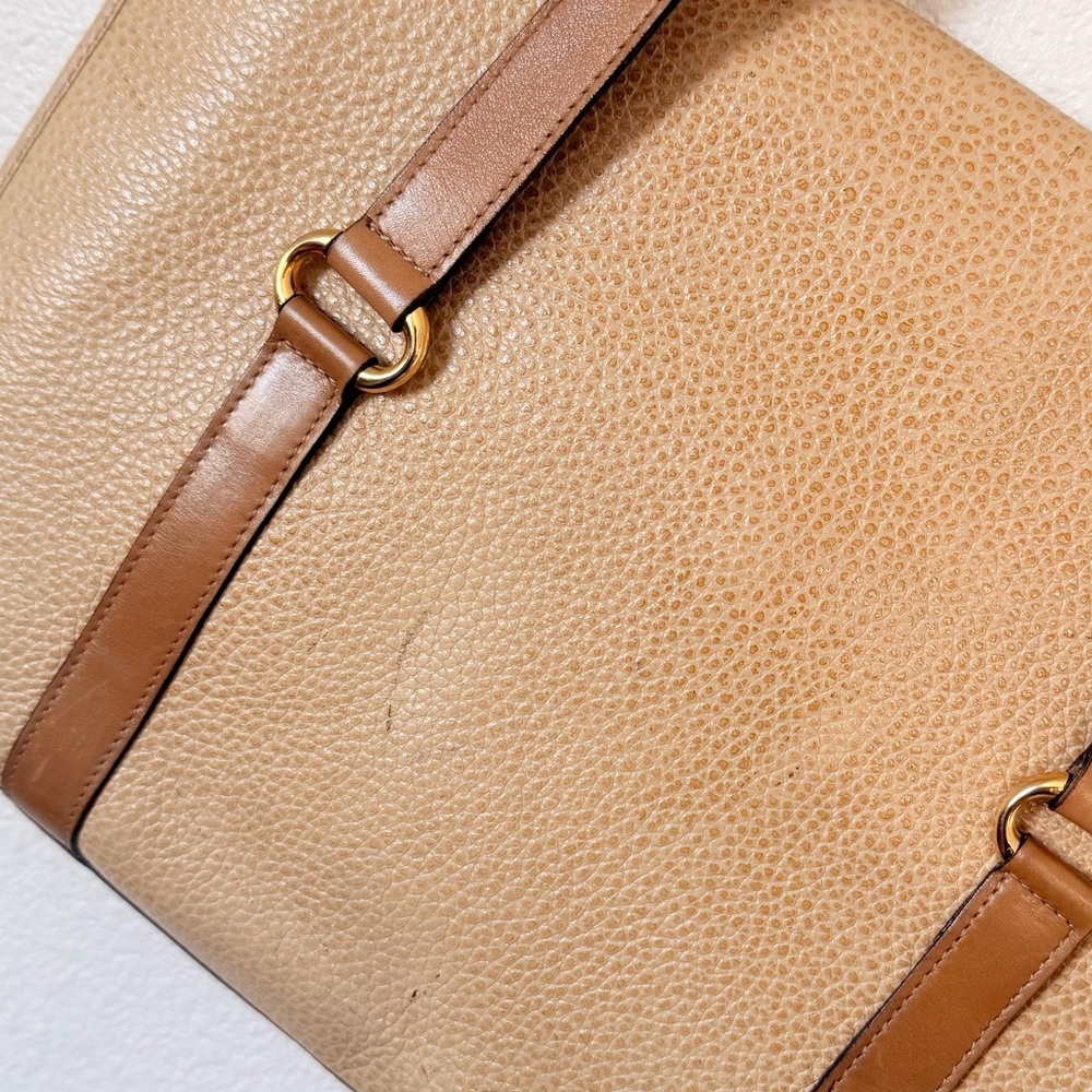 Christian Dior Vintage Tan Leather Double Handle Shoulder Bag with Gold CD Logo - Picture 6 of 16